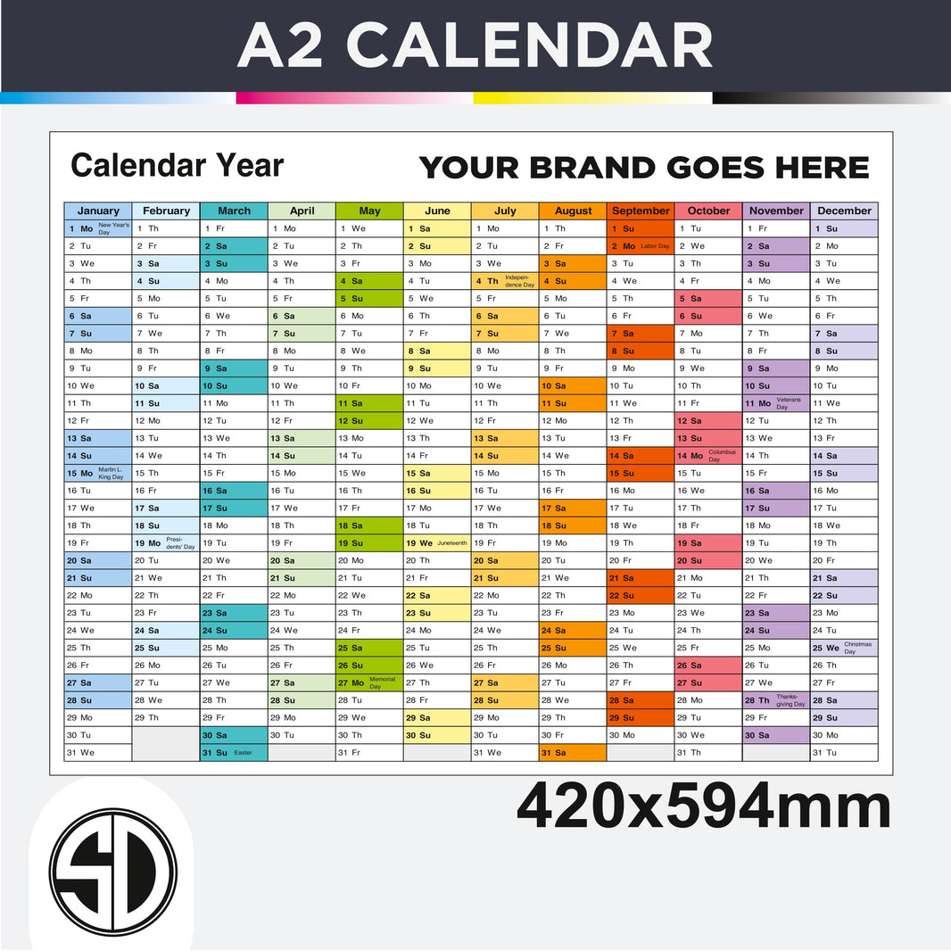 A2 Calendars	- Single Sided